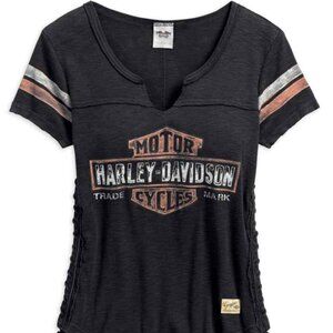 Harley Davidson Women's Genuine Side Laced Short Sleeved Tee
